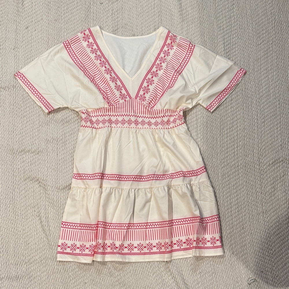 SHEIN Pink and Cream Dress